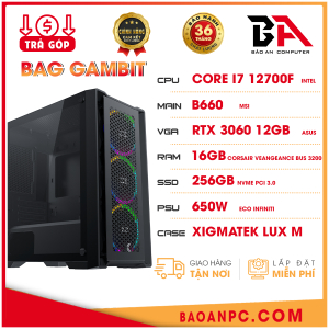 BAG GAMBIT – INTEL CORE i7 12700F | 16GB | RTX 3060 12GB| SSD 256GB NVME